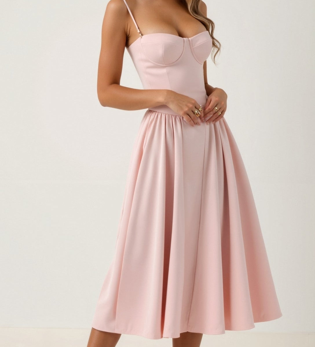 Odete - Vestido midi corpete estruturado
