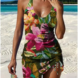 Filipa - Tankini gráfico floral com calções, efeito barriga plana
