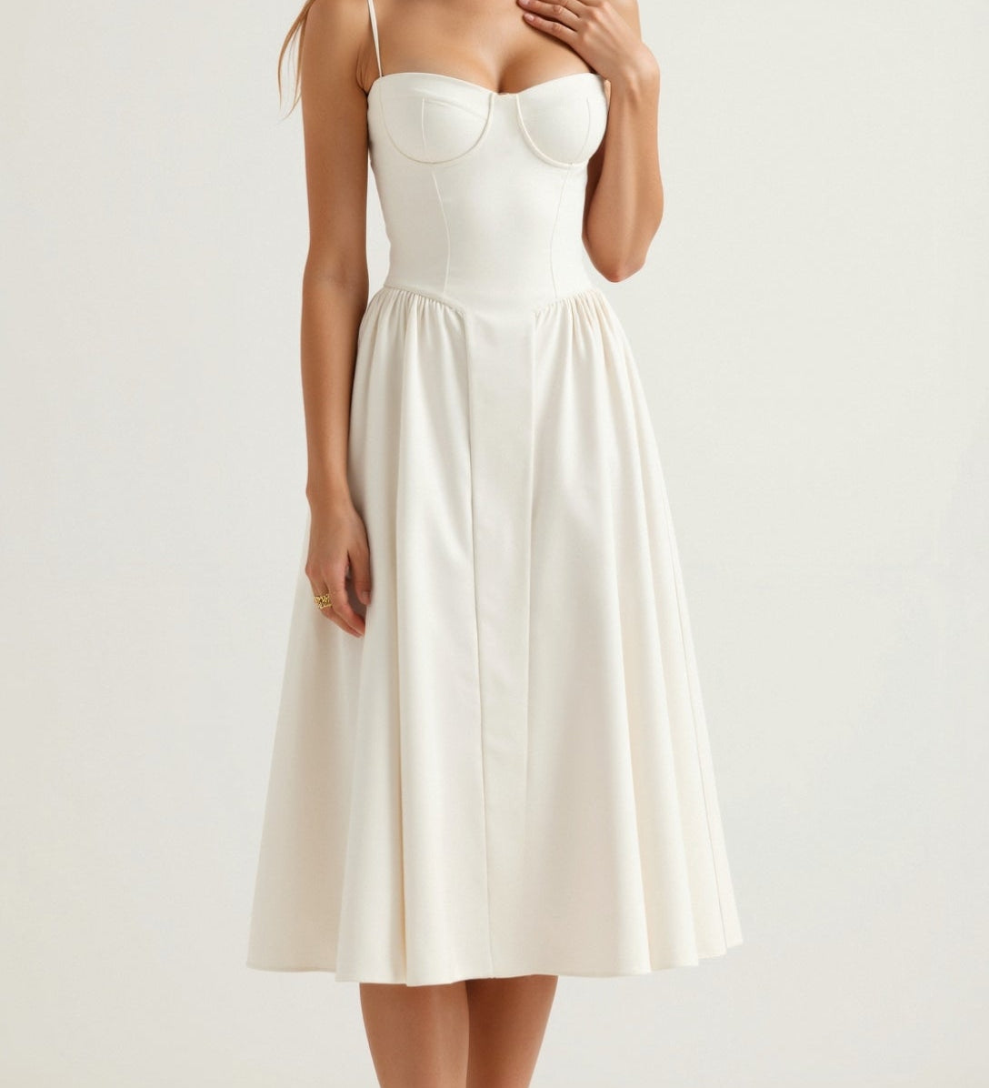 Odete - Vestido midi corpete estruturado