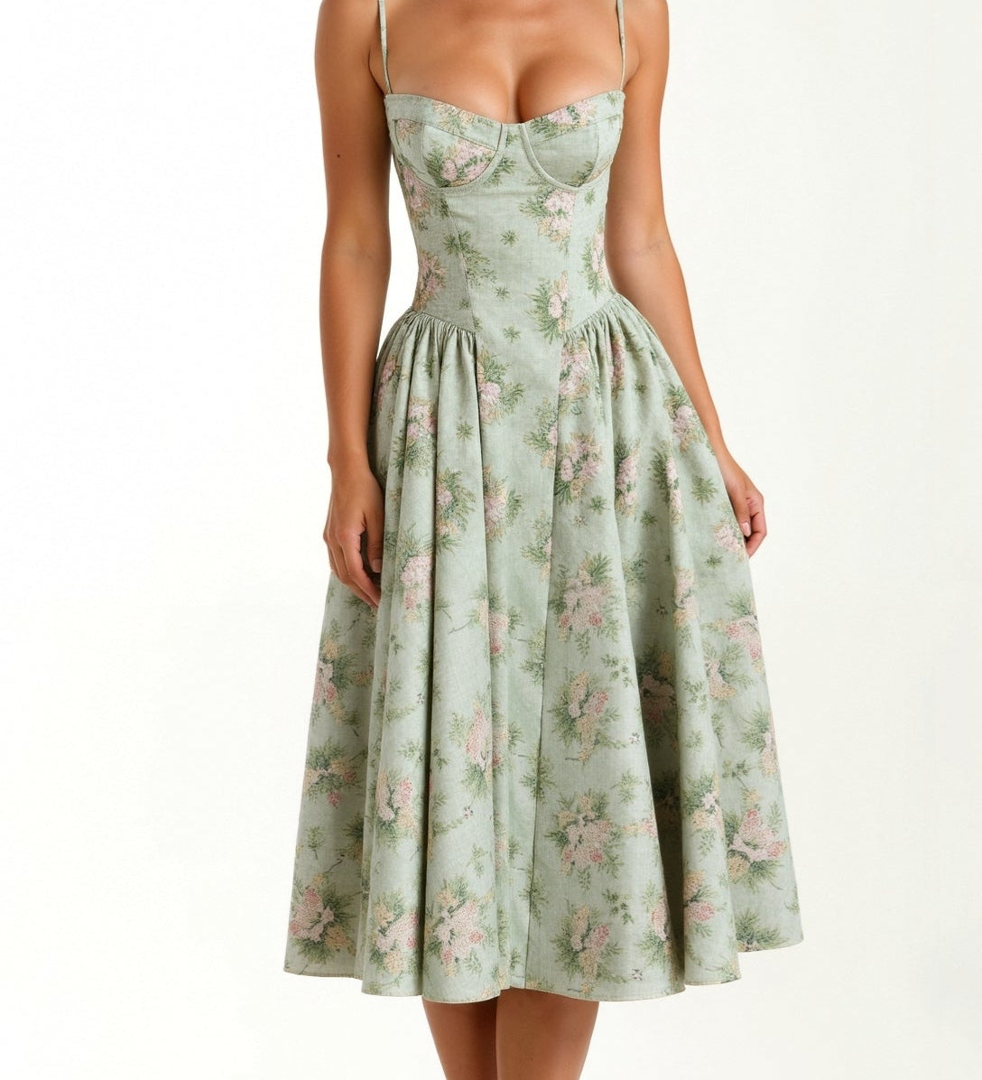 Odete - Vestido midi corpete estruturado