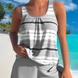 Noémia - Tankini com decote em U e design riscado