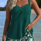 Serafina - Tankini às Riscas com Parte de Baixo de Biquíni em Duas Peças