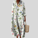 Branco vestido com estampado de flores silvestres
