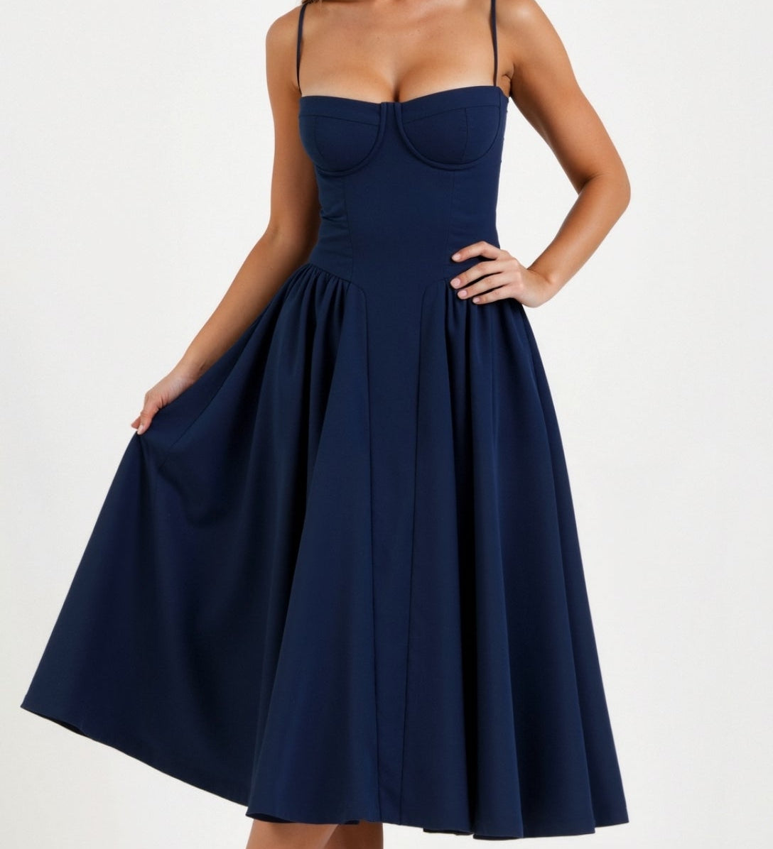 Odete - Vestido midi corpete estruturado