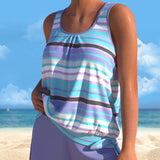 Noémia - Tankini com decote em U e design riscado