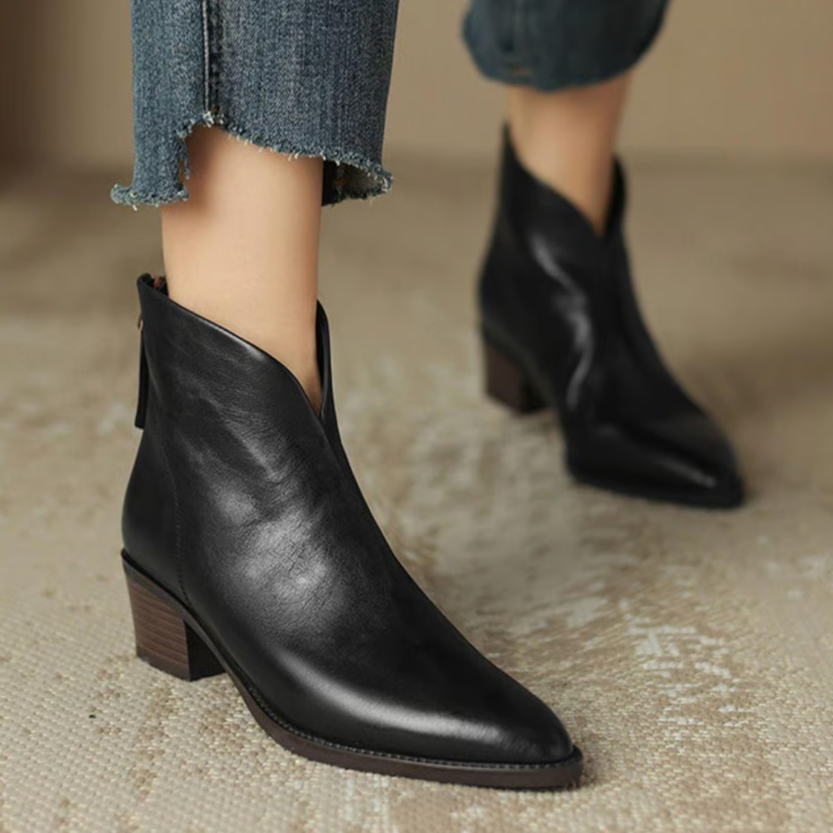 Camila - Botins de Luxo com Salto Baixo