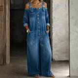 Elsa - Macacão de Denim Off Shoulder