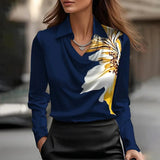Inês - Blusa de Cetim Luxuosa com Decote Suave