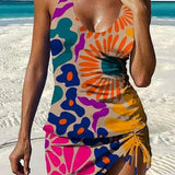 Filipa - Tankini gráfico floral com calções, efeito barriga plana