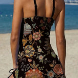 Filipa - Tankini gráfico floral com calções, efeito barriga plana