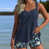 Serafina - Tankini às Riscas com Parte de Baixo de Biquíni em Duas Peças
