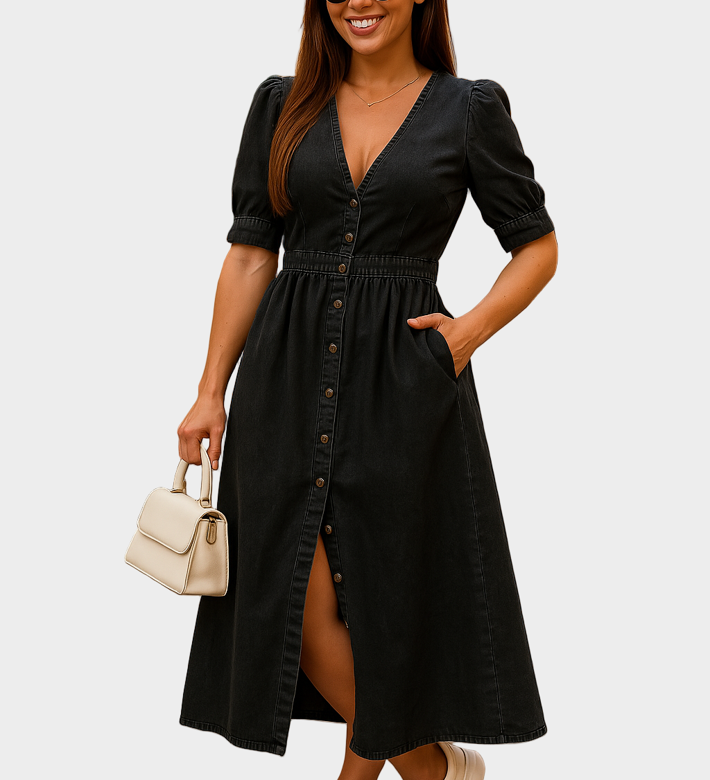 Vestido de ganga com botões
