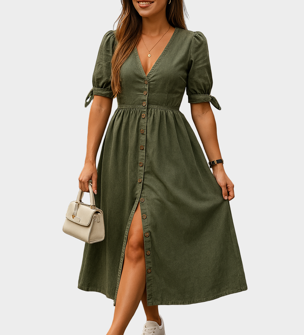 Vestido de ganga com botões