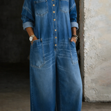 Elsa - Macacão de Denim Off Shoulder