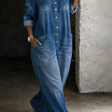 Elsa - Macacão de Denim Off Shoulder