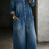 Elsa - Macacão de Denim Off Shoulder