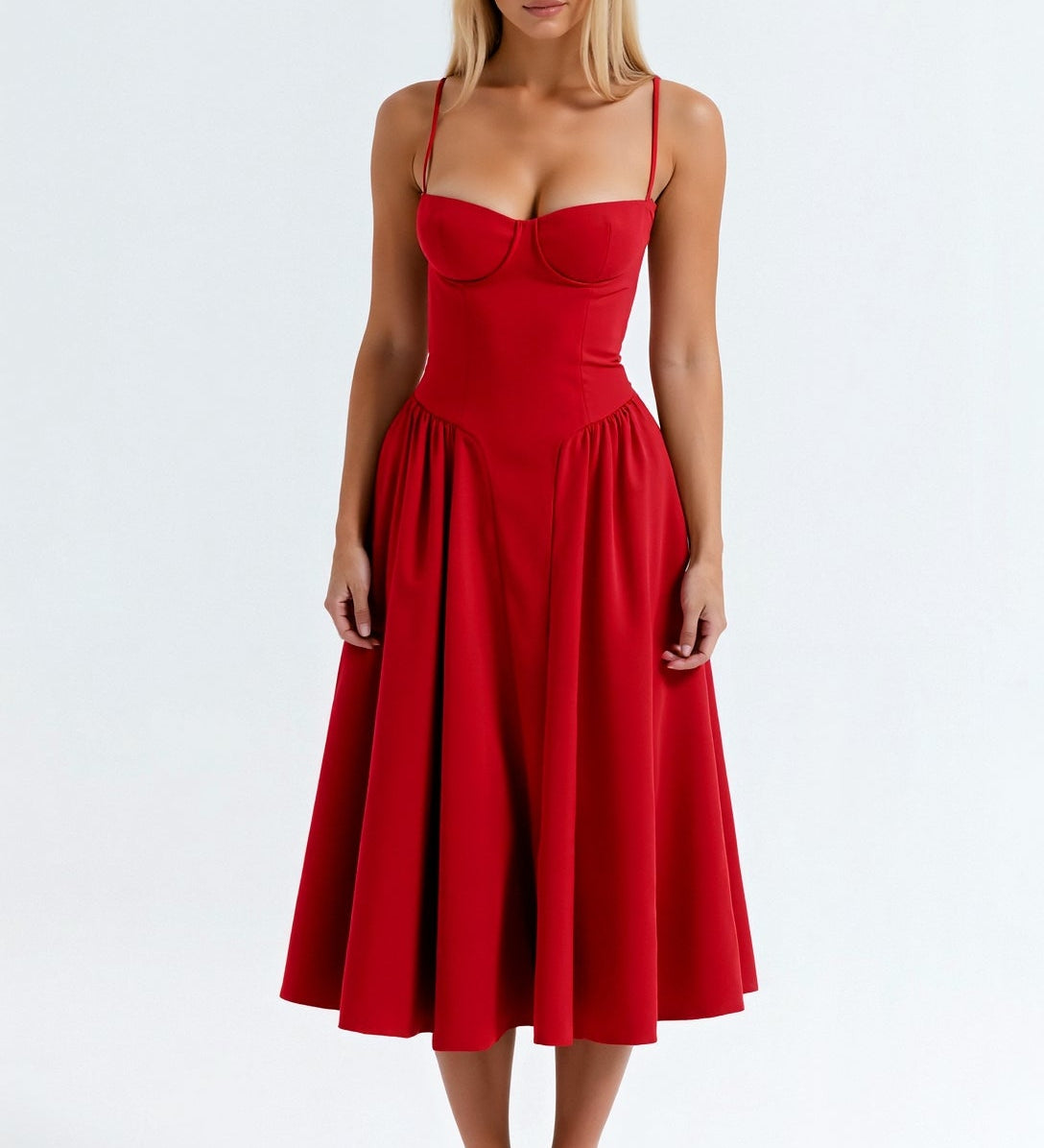 Odete - Vestido midi corpete estruturado