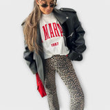 Chandra - Calças de ganga vintage leopardo