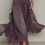 Flávia - Vestido longo roxo com decote
