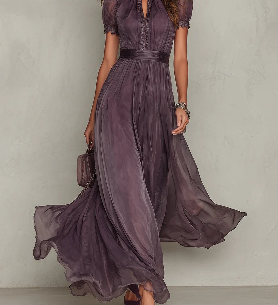 Flávia - Vestido longo roxo com decote