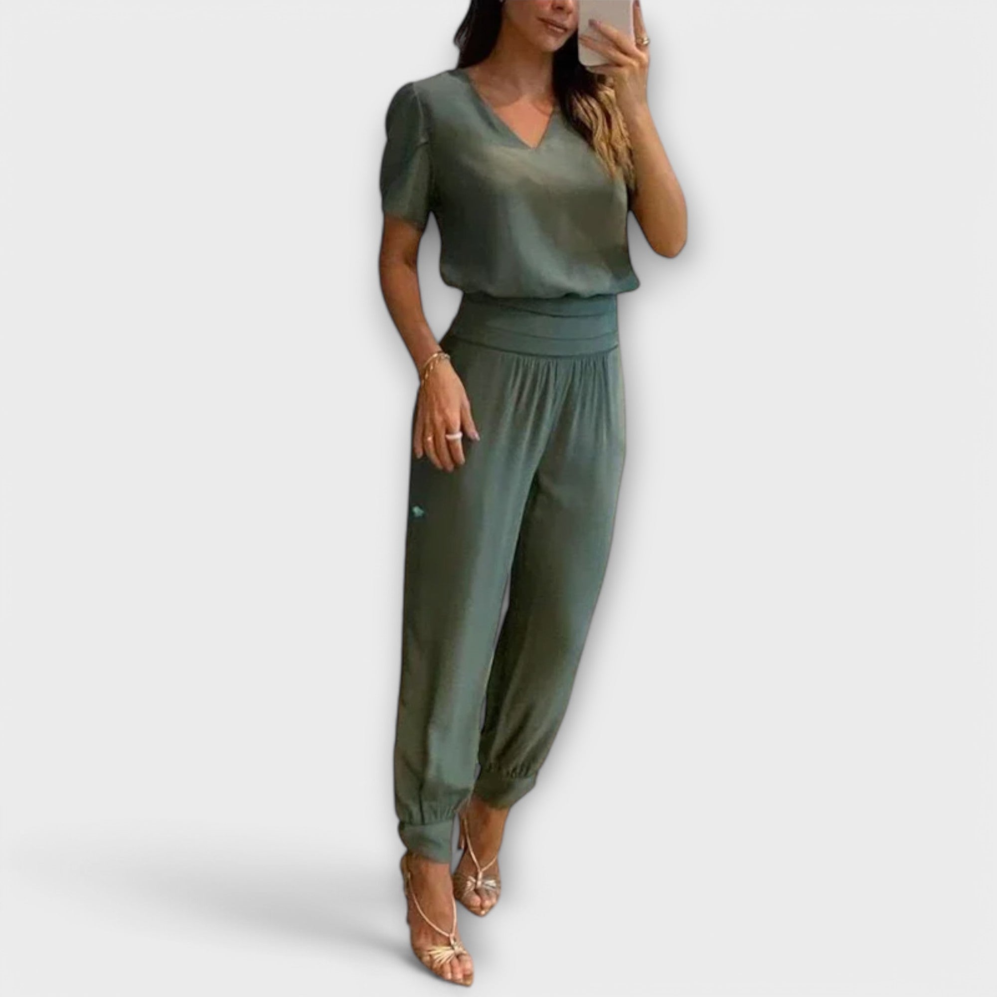 Irmelinda - Conjunto elegante camisola e calças