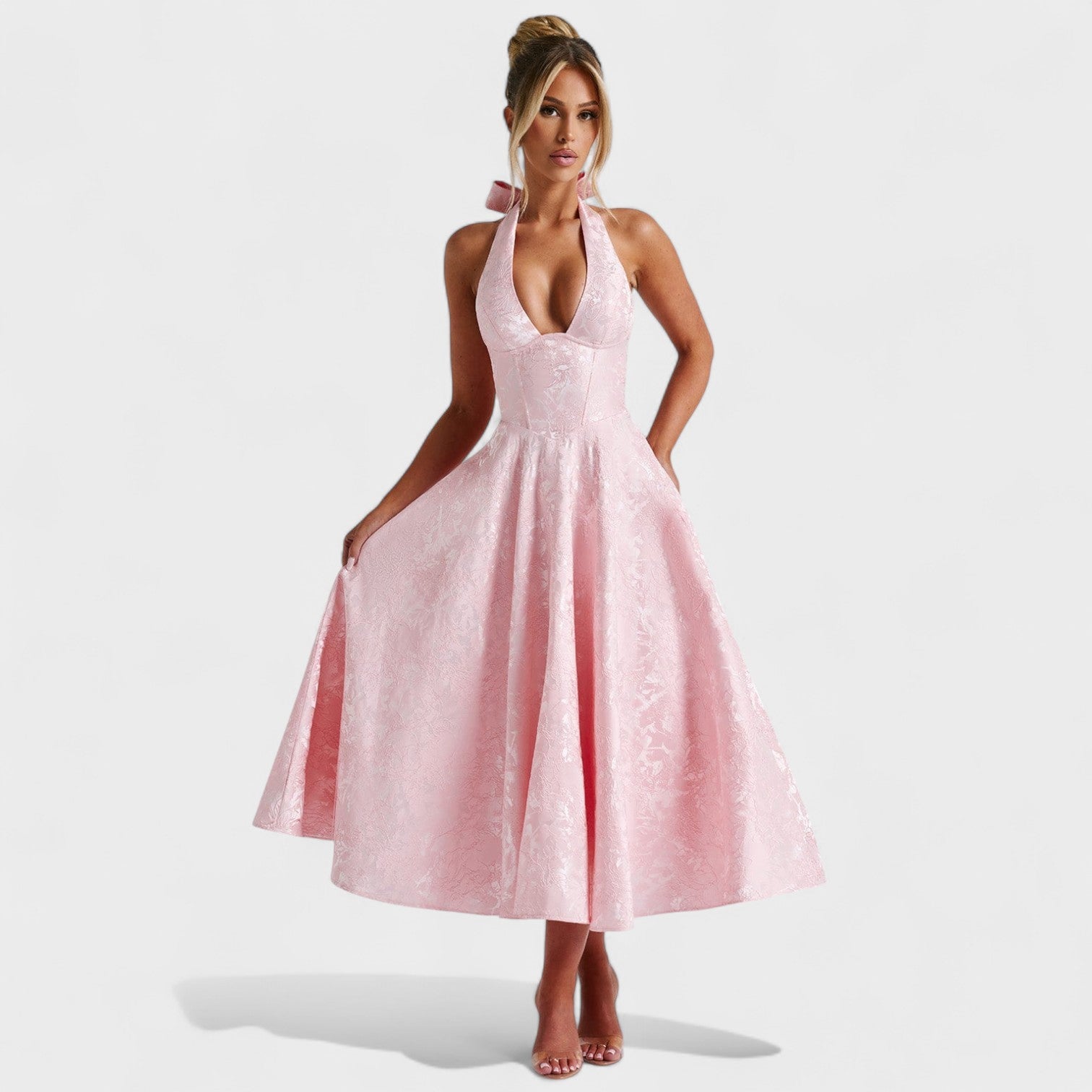 Efi - Vestido midi texturado