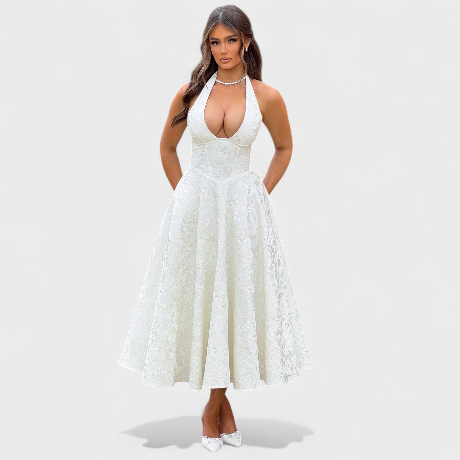 Efi - Vestido midi texturado