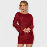 Vestido de lantejoulas costas abertas