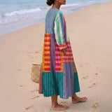 Eva - Vestido Longo Multicolorido em Patchwork