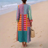 Eva - Vestido Longo Multicolorido em Patchwork