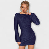 Vestido de lantejoulas costas abertas