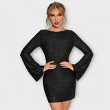 Vestido de lantejoulas costas abertas